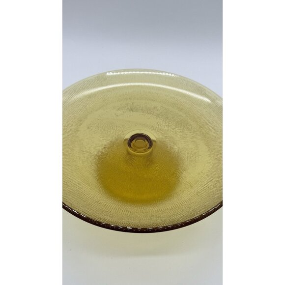 Vintage Imperial Glass Amber Gold Pedestal Textured Cake Plate, Fruit Platter - Picture 8 of 12